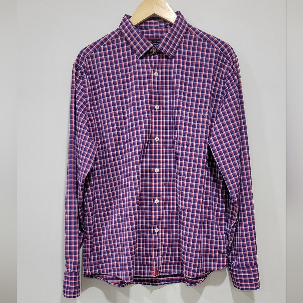 UNTUCKit Men's Red & Blue Gingham Long Sleeve Button Down Shirt SIZE XL Preppy
